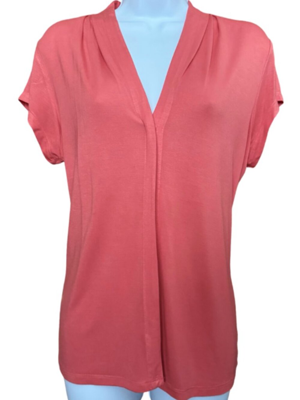 Tahari Women's Short Sleeve Coral Top Euro Summer Vacation Coastal Grandmother